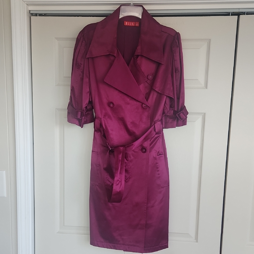 Elle Magenta Trench Coat
